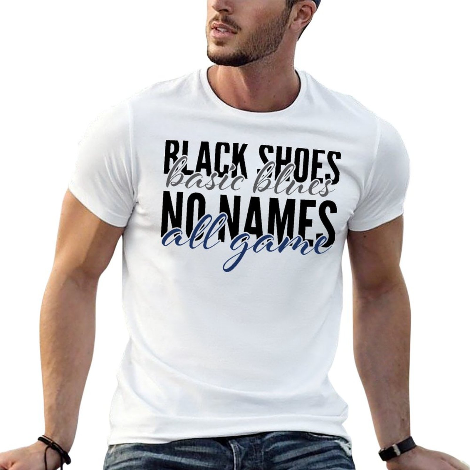 Men'S Shoes For Crews - Black Shoes, Basic Blues... T-Shirt Vintage