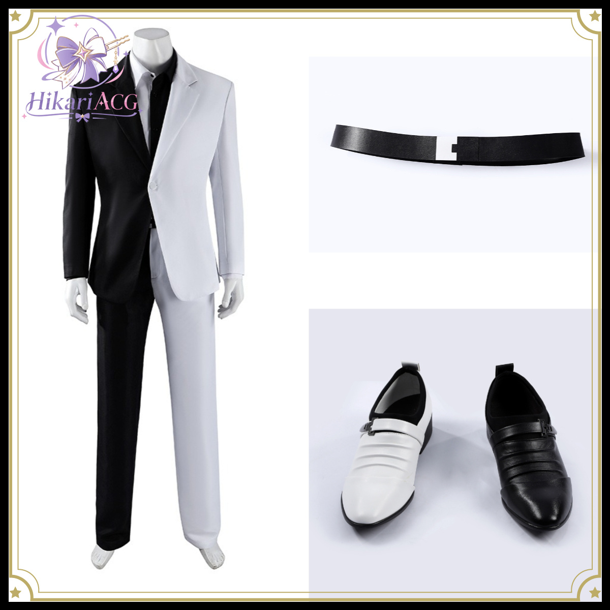 Men Shoes Black - Black White Suit Two Face Cosplay