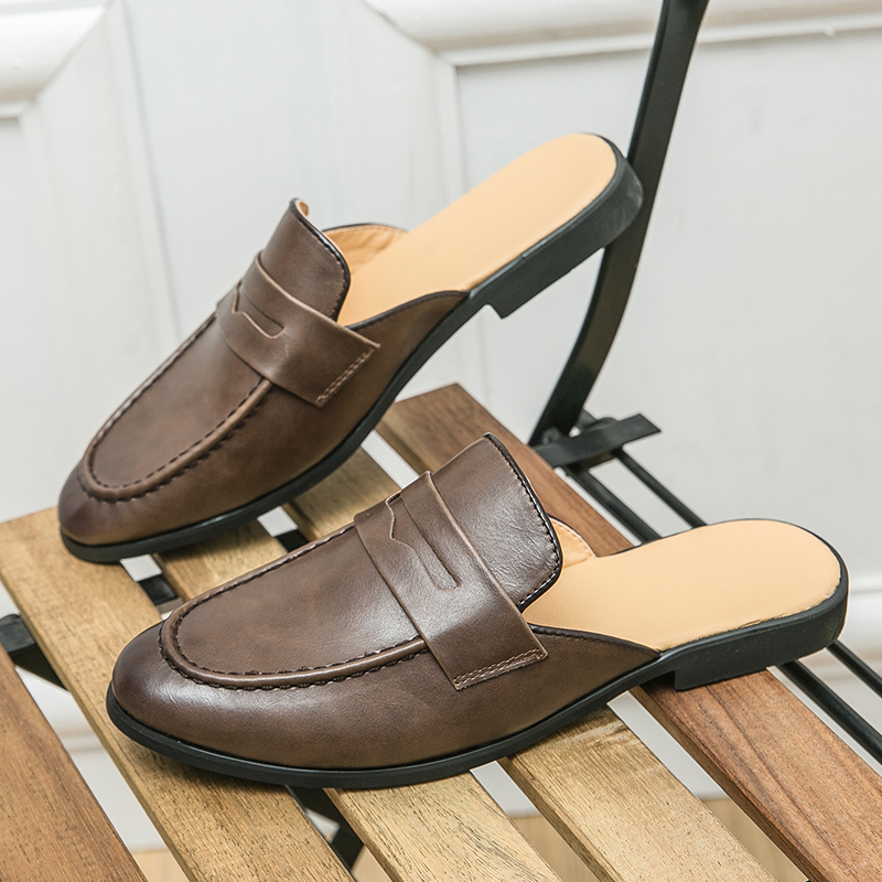 Men'S Shoes Business Casual - Men Fashionable Half-heeled Leather Shoes Casual