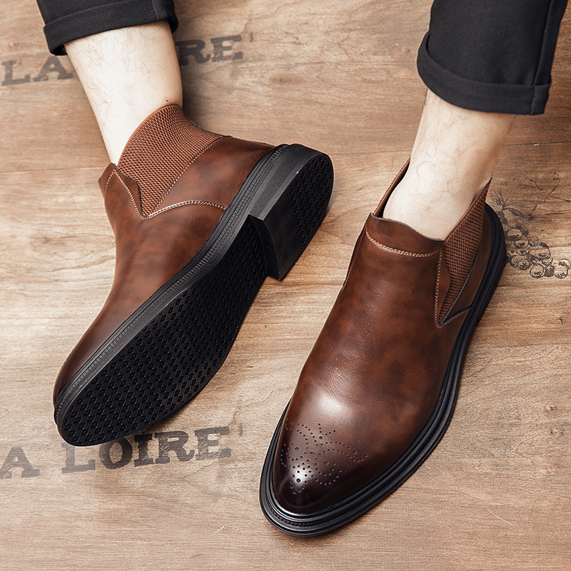 Men Shoes Formal - High-top leather shoes are versatile for