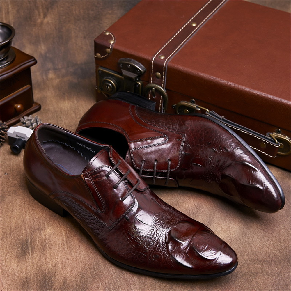 Men Shoes Formal - Cowhide Embossed Crocodile Pattern British Style