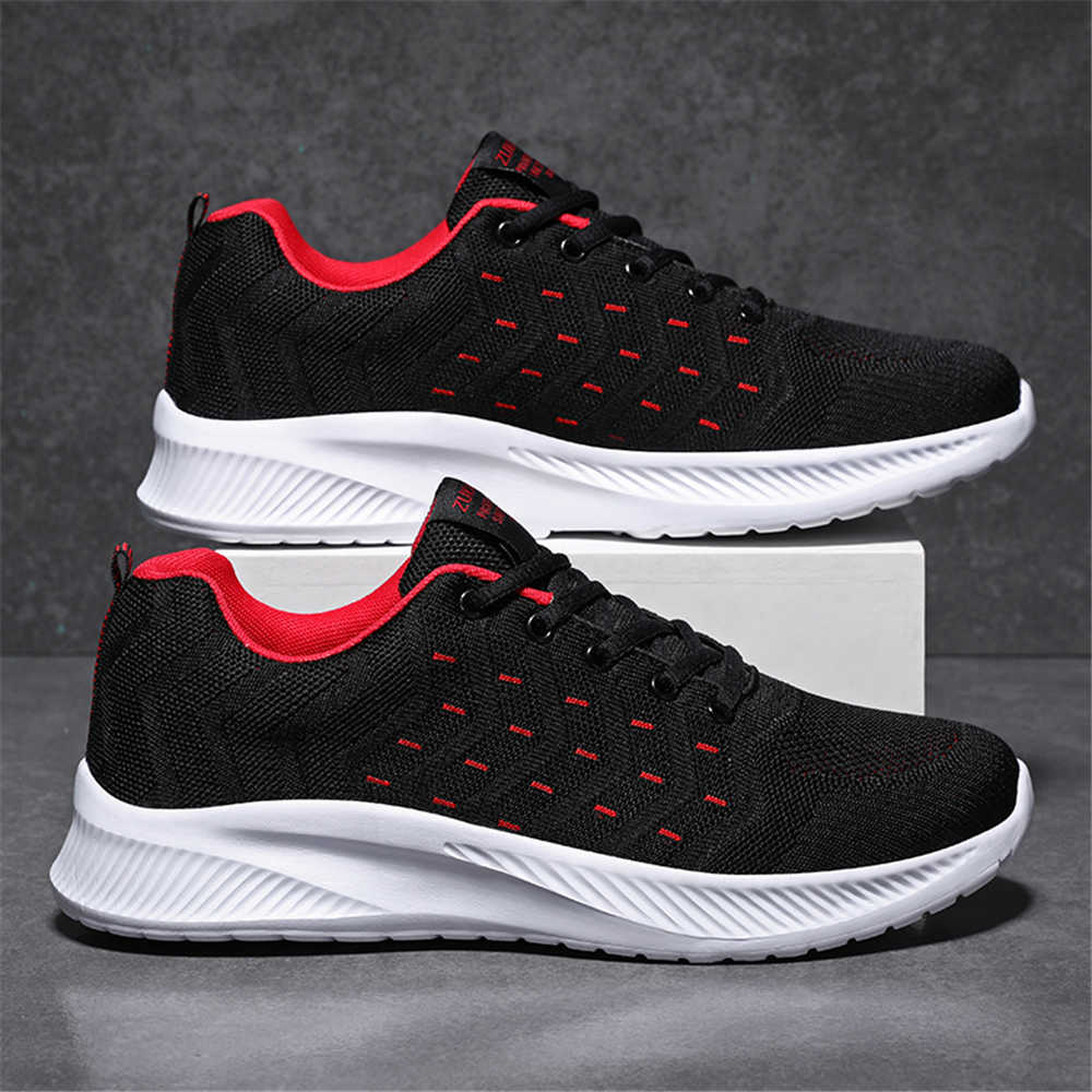 Men Shoes Runners - Black Mash Casual Sneakers Men's Woven
