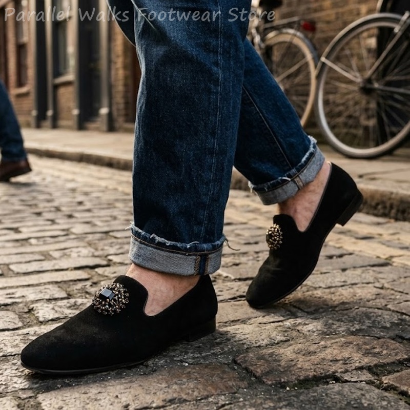 Men Suede Loafers Rhinestone C - Men Shoes Formal recension och pris
