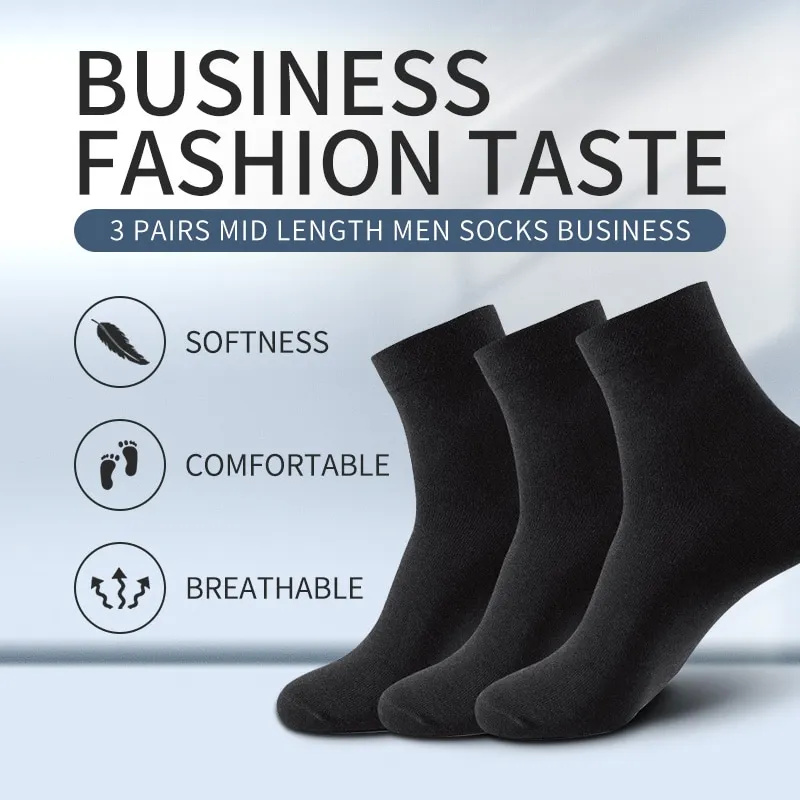 3 Pairs Black Men Socks Cotton - Men'S Shoes For Crews recension och pris