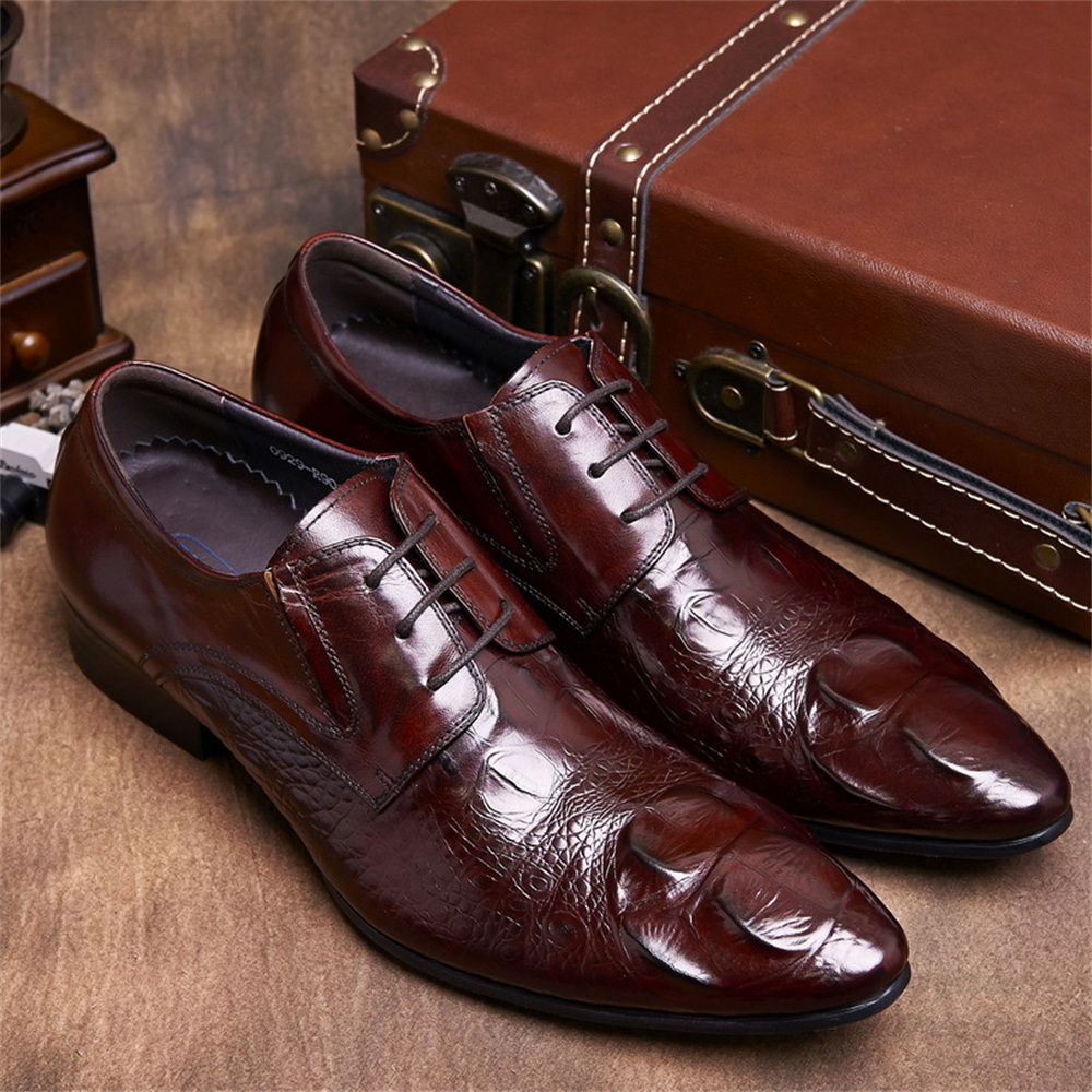 Cowhide Embossed Crocodile Pat - Men Shoes Formal recension och pris